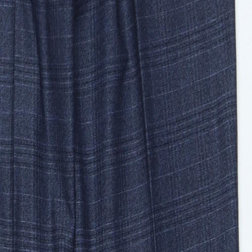 Marks and Spencer Mens Blue Plaid Polyester Trousers Size 34 L29 in Regular Zip