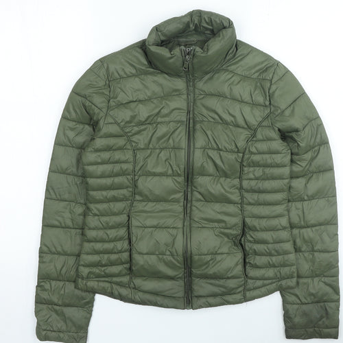 Primark Womens Green Quilted Coat Size S Zip