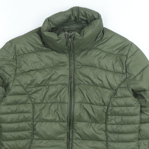 Primark Womens Green Quilted Coat Size S Zip