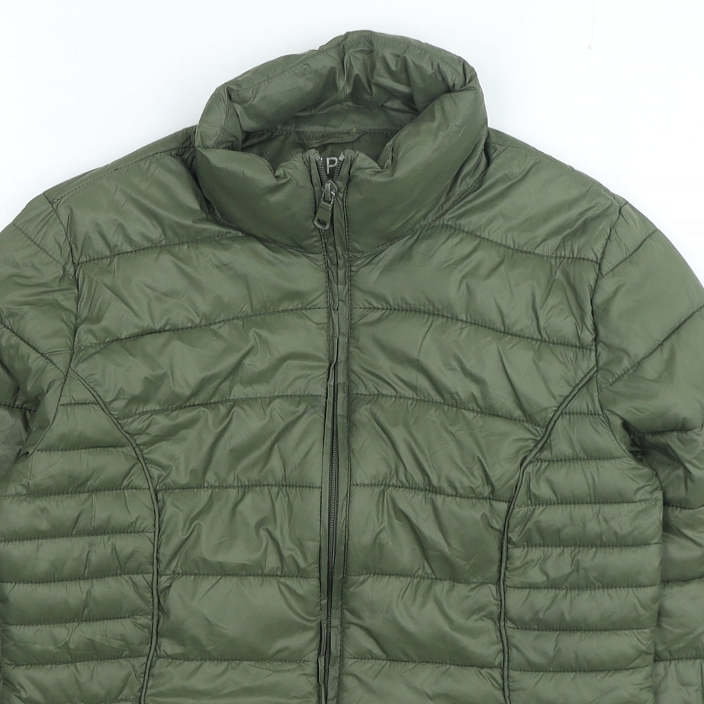 Primark Womens Green Quilted Coat Size S Zip