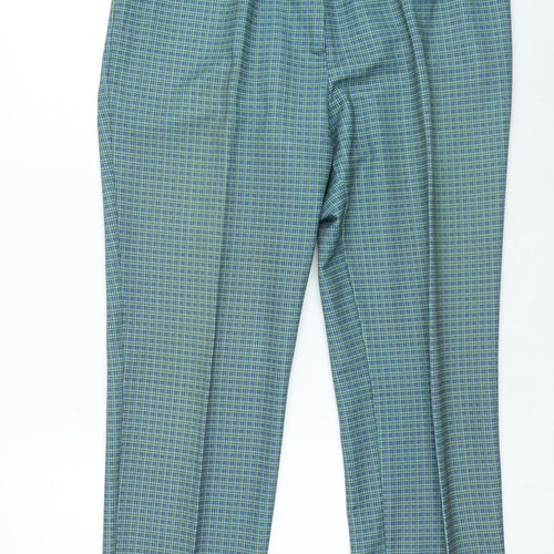 Preworn Womens Green Plaid Polyester Trousers Size 30 in L25 in Regular Zip