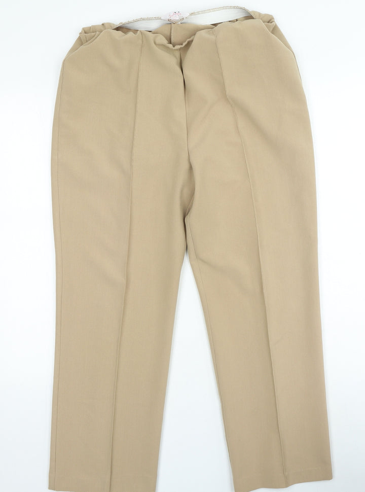 Julipa Womens Brown Polyester Trousers Size 14 L27 in Regular