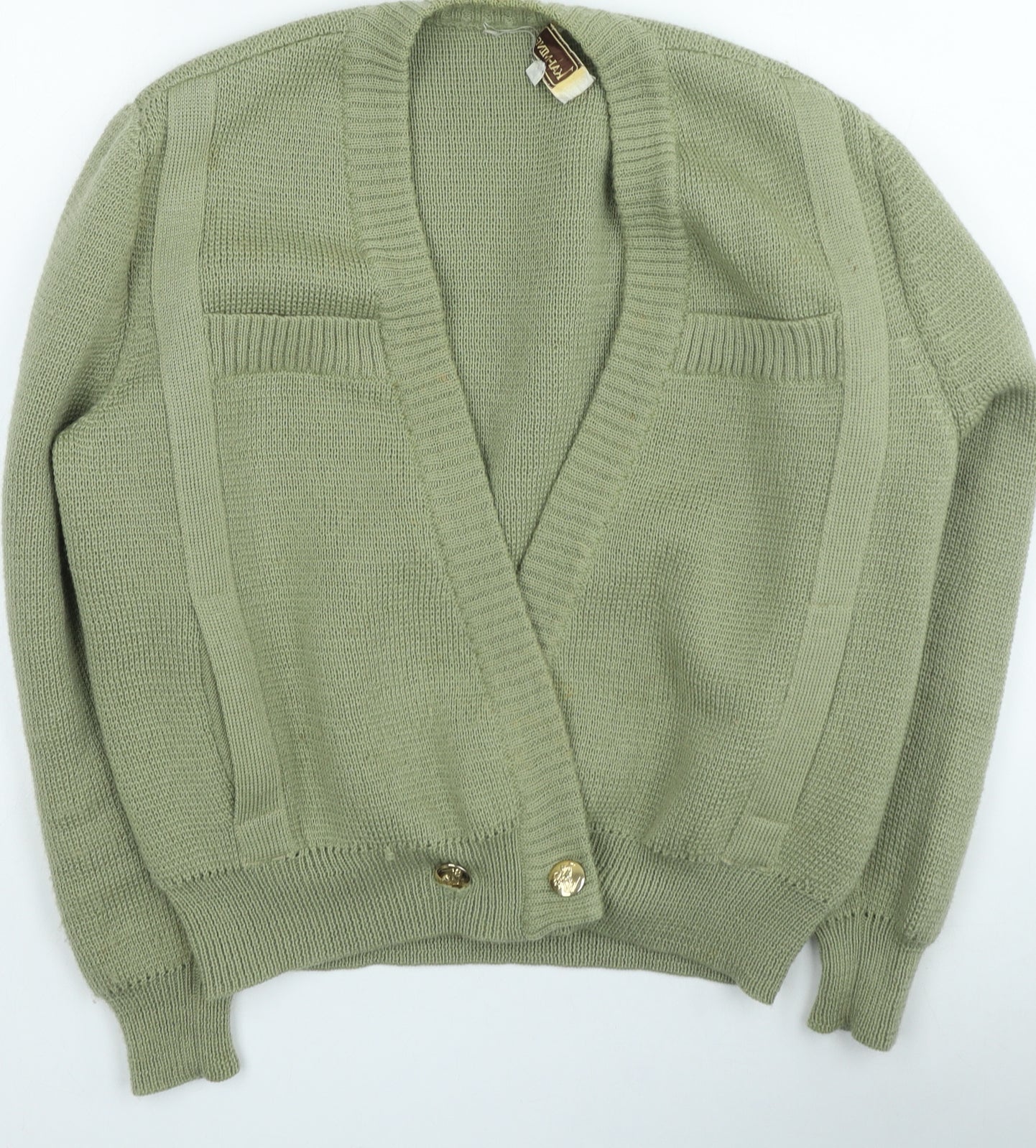 Kai-Ming Womens Green V-Neck Wool Cardigan Jumper Size S
