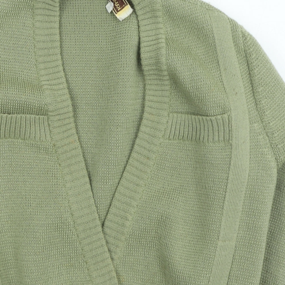 Kai-Ming Womens Green V-Neck Wool Cardigan Jumper Size S