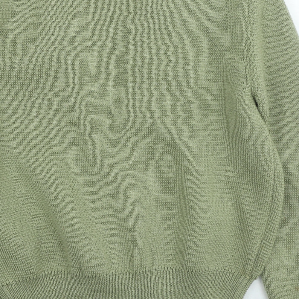 Kai-Ming Womens Green V-Neck Wool Cardigan Jumper Size S