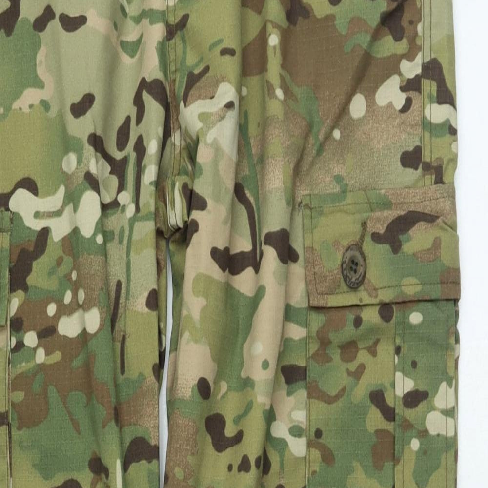 Preworn Mens Green Camouflage Cotton Cargo Trousers Size 36 in L27 in Regular Zip