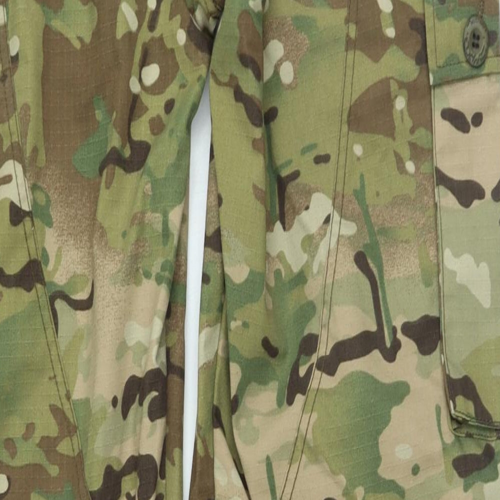 Preworn Mens Green Camouflage Cotton Cargo Trousers Size 36 in L27 in Regular Zip