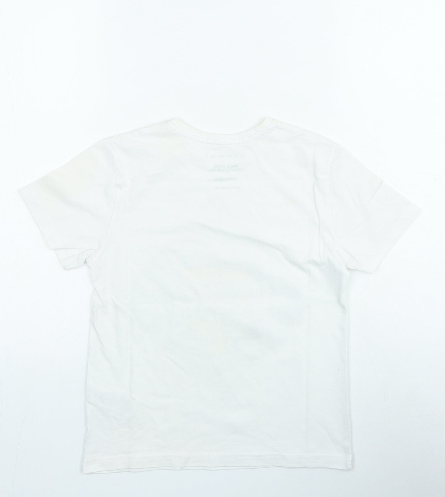 Primark Boys Ivory Cotton Basic T-Shirt Size 7-8 Years Round Neck Pullover - San Diego