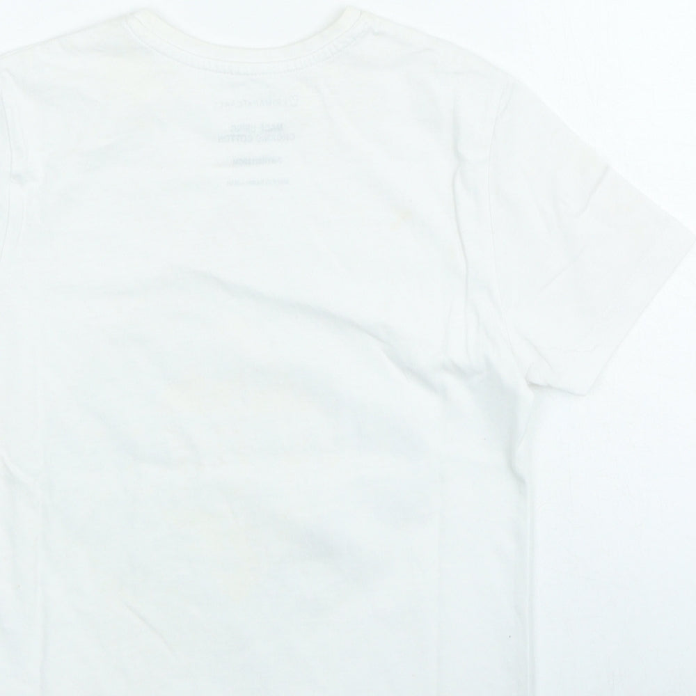 Primark Boys Ivory Cotton Basic T-Shirt Size 7-8 Years Round Neck Pullover - San Diego
