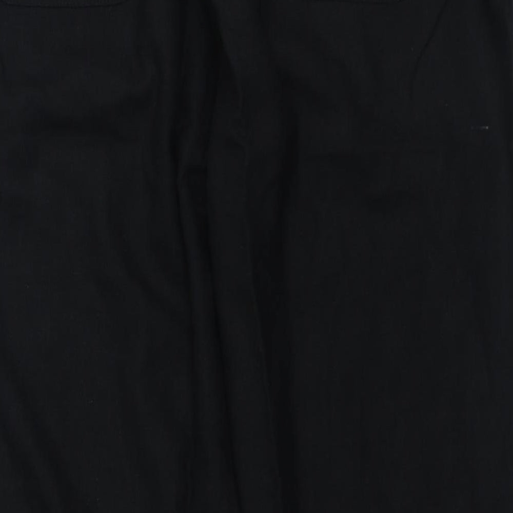 South Womens Black Linen Cropped Trousers Size 16 L24 in Regular Drawstring