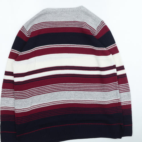 Hle Womens Multicoloured Round Neck Striped Acrylic Pullover Jumper Size 14