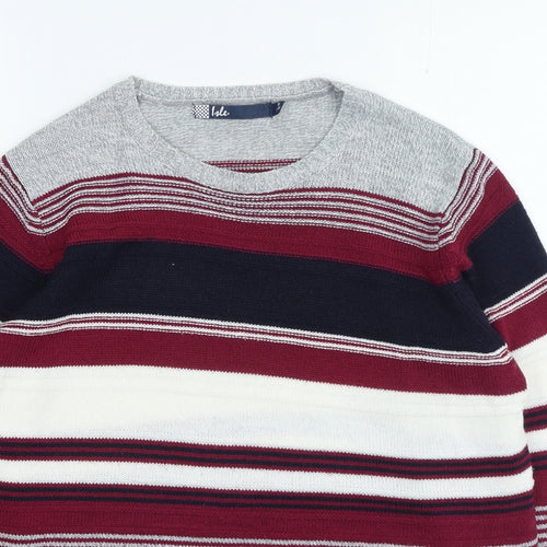 Hle Womens Multicoloured Round Neck Striped Acrylic Pullover Jumper Size 14