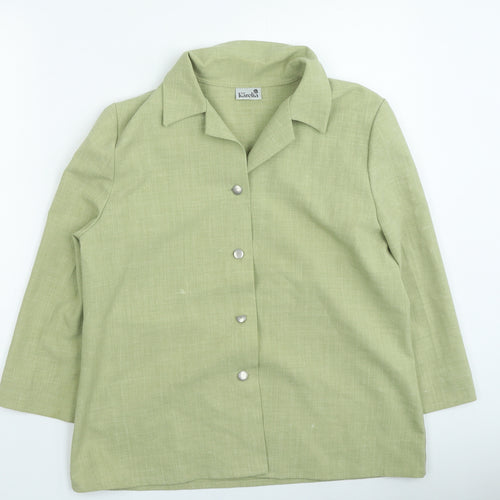 Karelia Womens Green Polyester Basic Button-Up Size 16 Collared