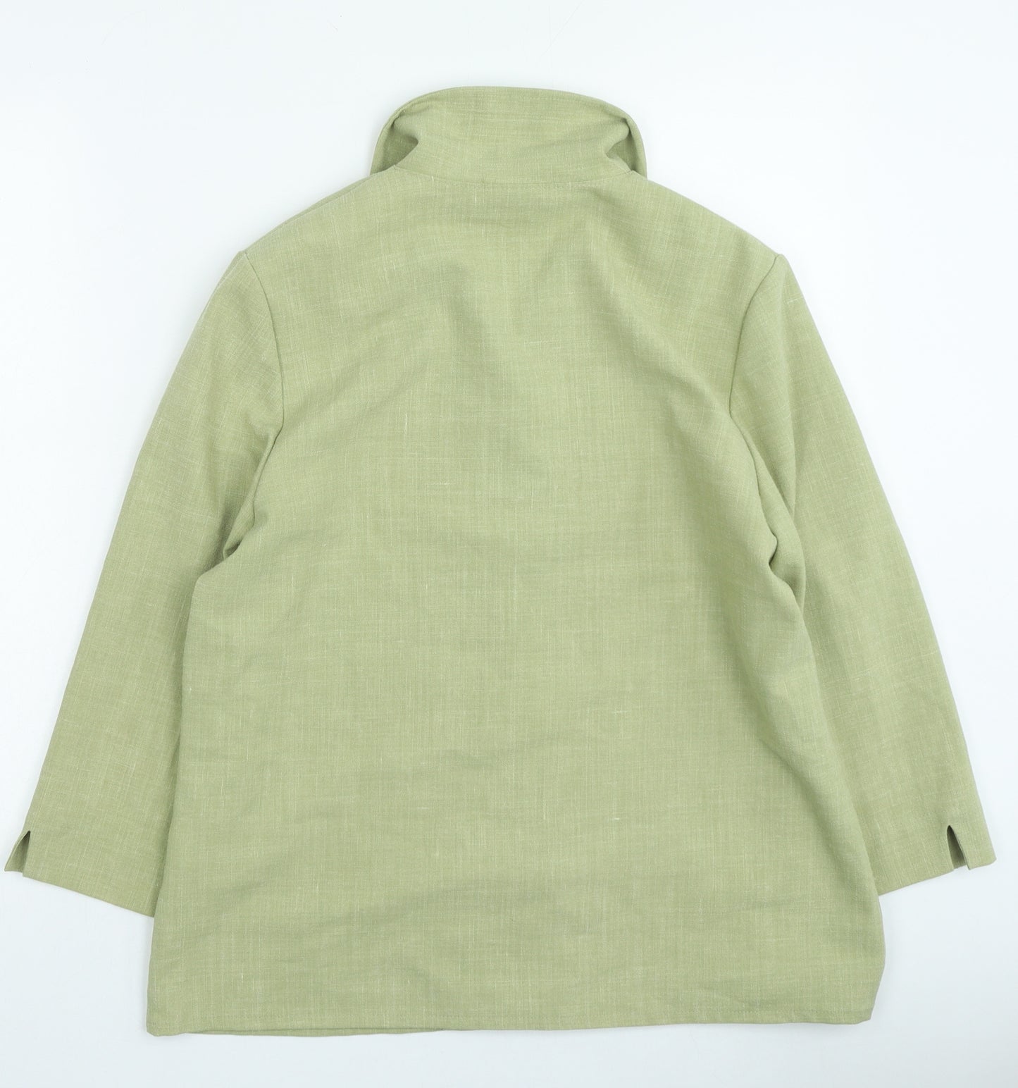 Karelia Womens Green Polyester Basic Button-Up Size 16 Collared