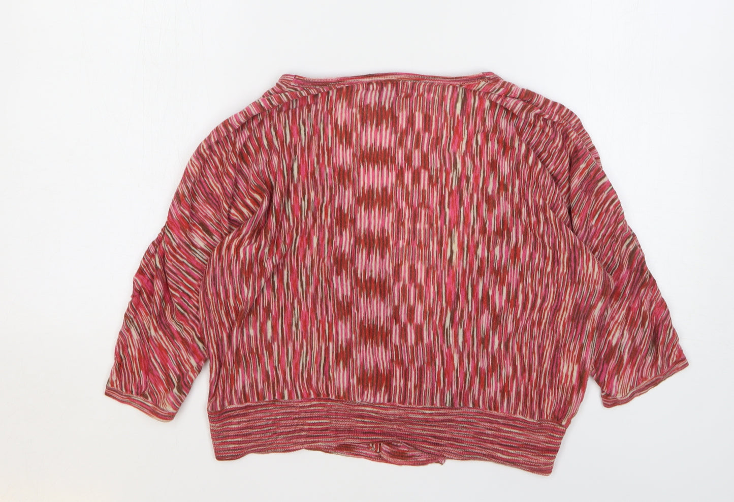 A.N.A Womens Pink V-Neck Striped Ramie Cardigan Jumper Size 12