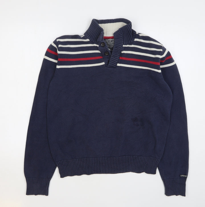 Kensington Womens Blue Striped Cotton Pullover Sweatshirt Size XL Button