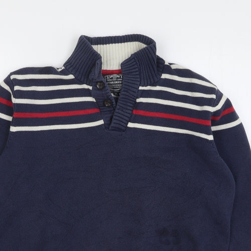 Kensington Womens Blue Striped Cotton Pullover Sweatshirt Size XL Button