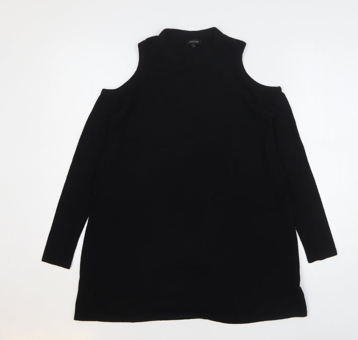 River Island Womens Black Round Neck Viscose Pullover Jumper Size 8