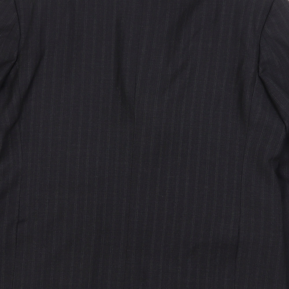 Preworn Mens Grey Striped Wool Jacket Suit Jacket Size 40