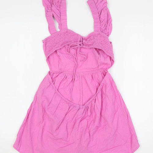New Look Womens Pink Cotton Playsuit One-Piece Size 14 L3 in Pullover