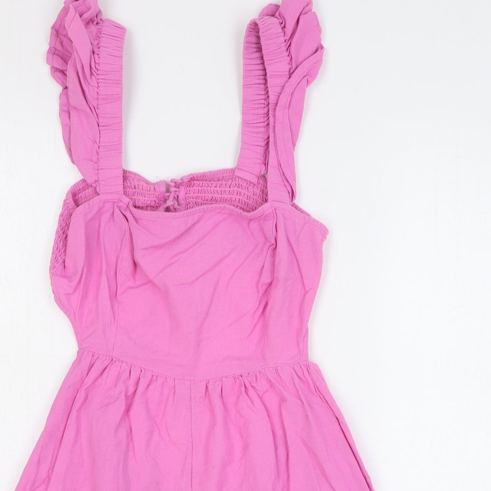 New Look Womens Pink Cotton Playsuit One-Piece Size 14 L3 in Pullover