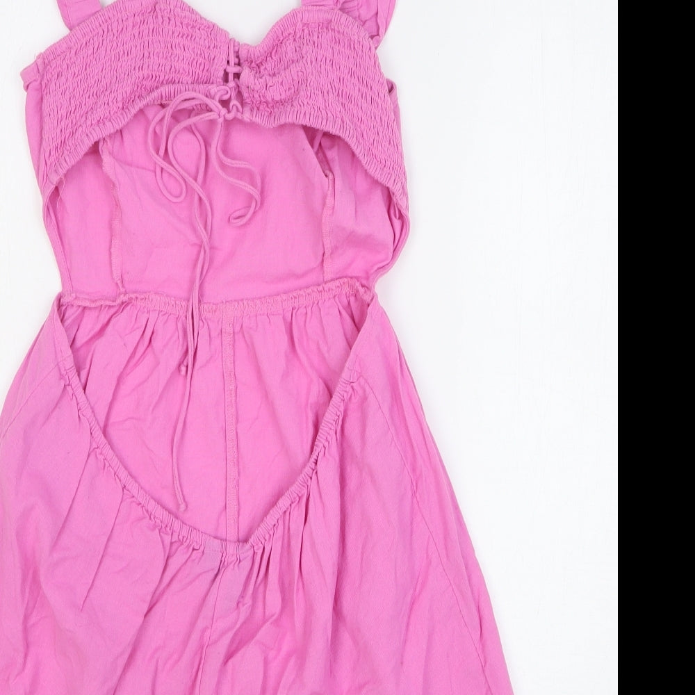 New Look Womens Pink Cotton Playsuit One-Piece Size 14 L3 in Pullover