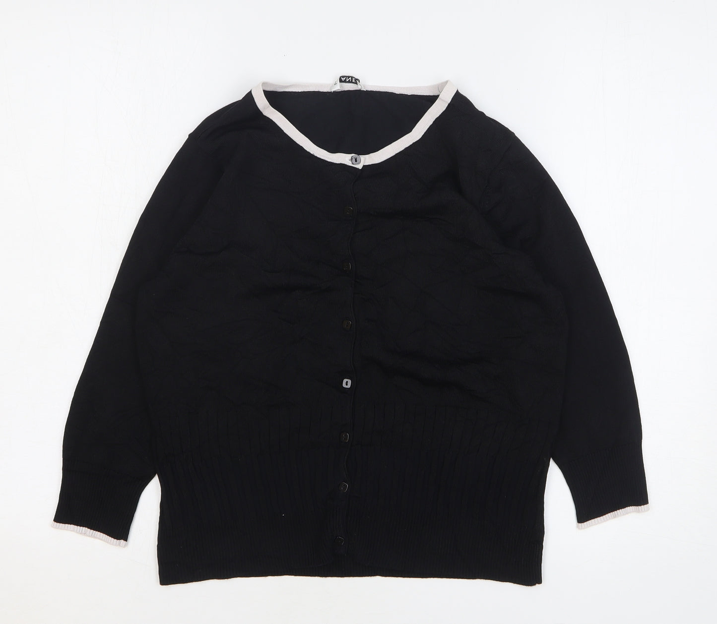 Planet Womens Black Round Neck Viscose Cardigan Jumper Size L