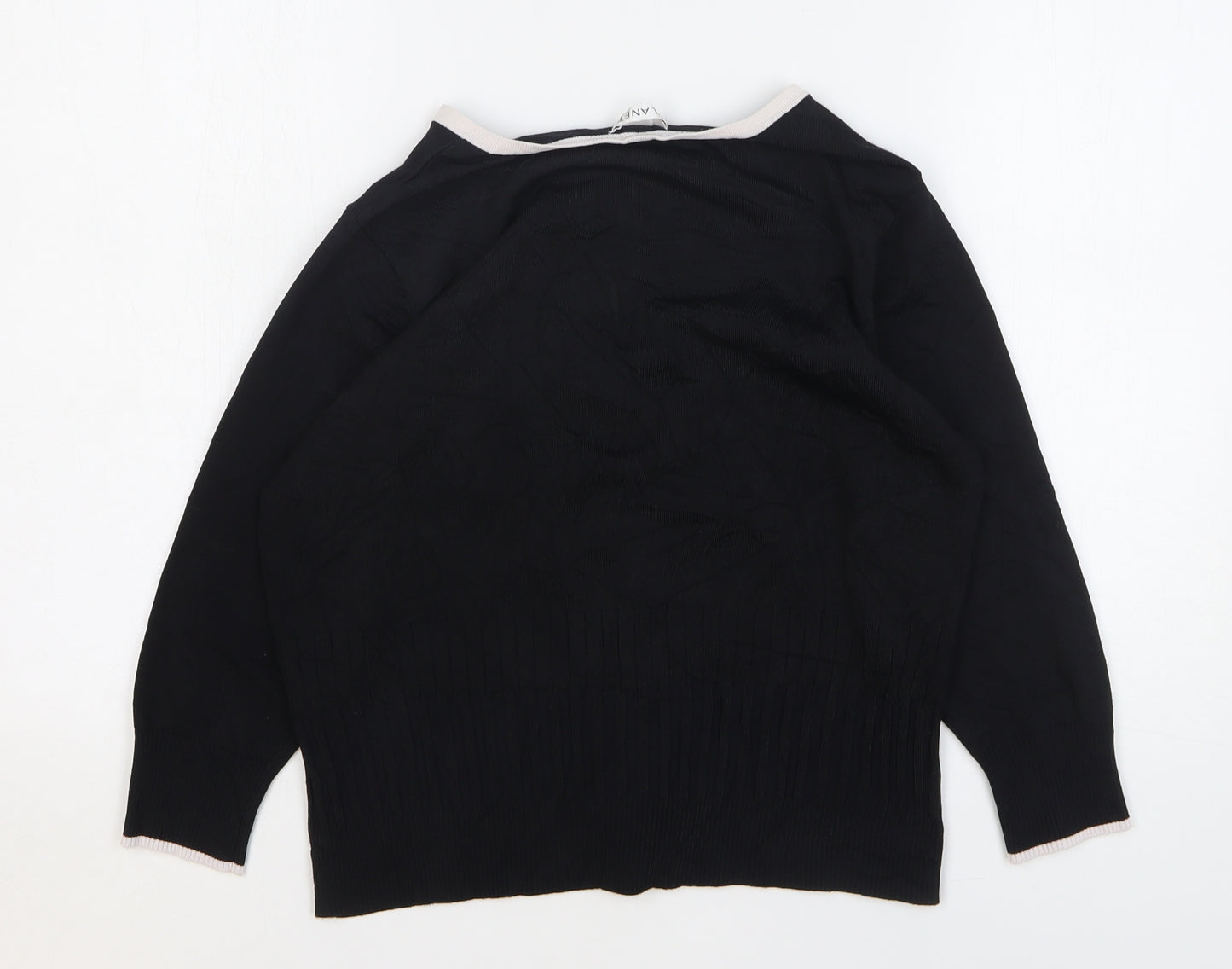 Planet Womens Black Round Neck Viscose Cardigan Jumper Size L