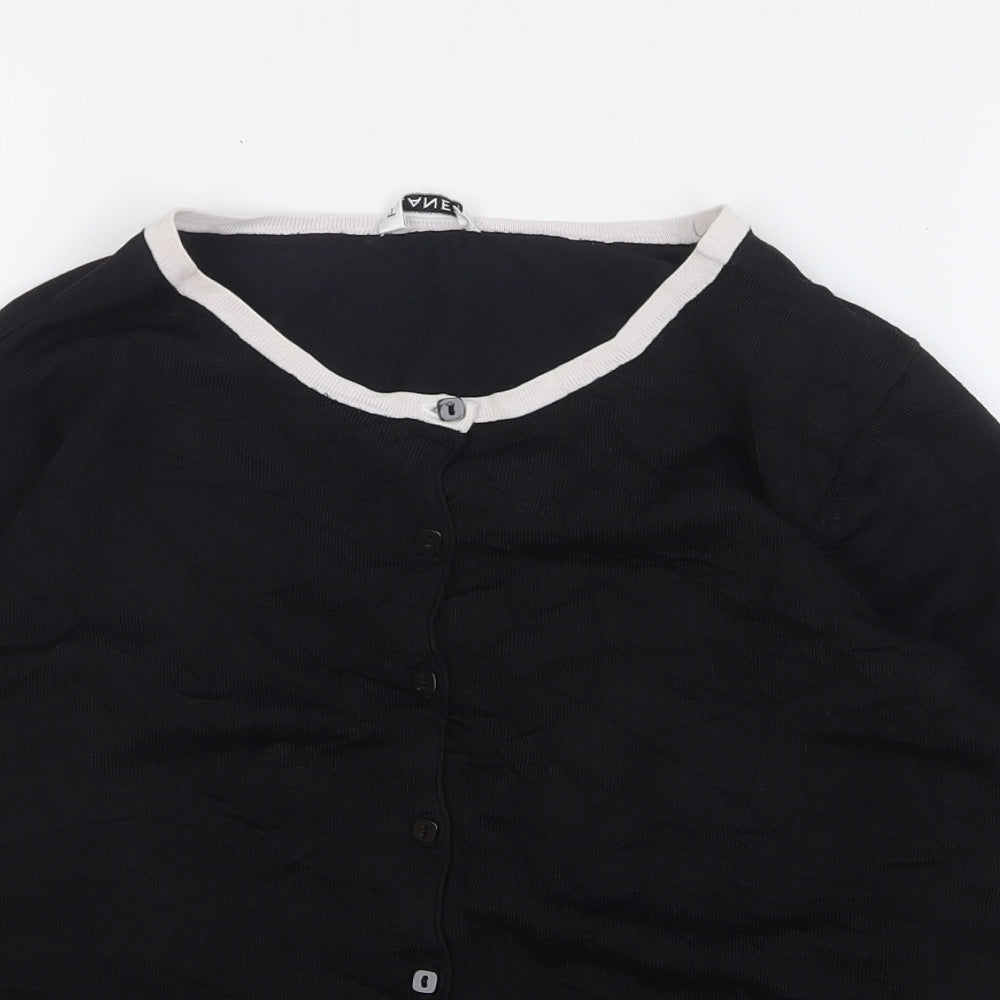 Planet Womens Black Round Neck Viscose Cardigan Jumper Size L