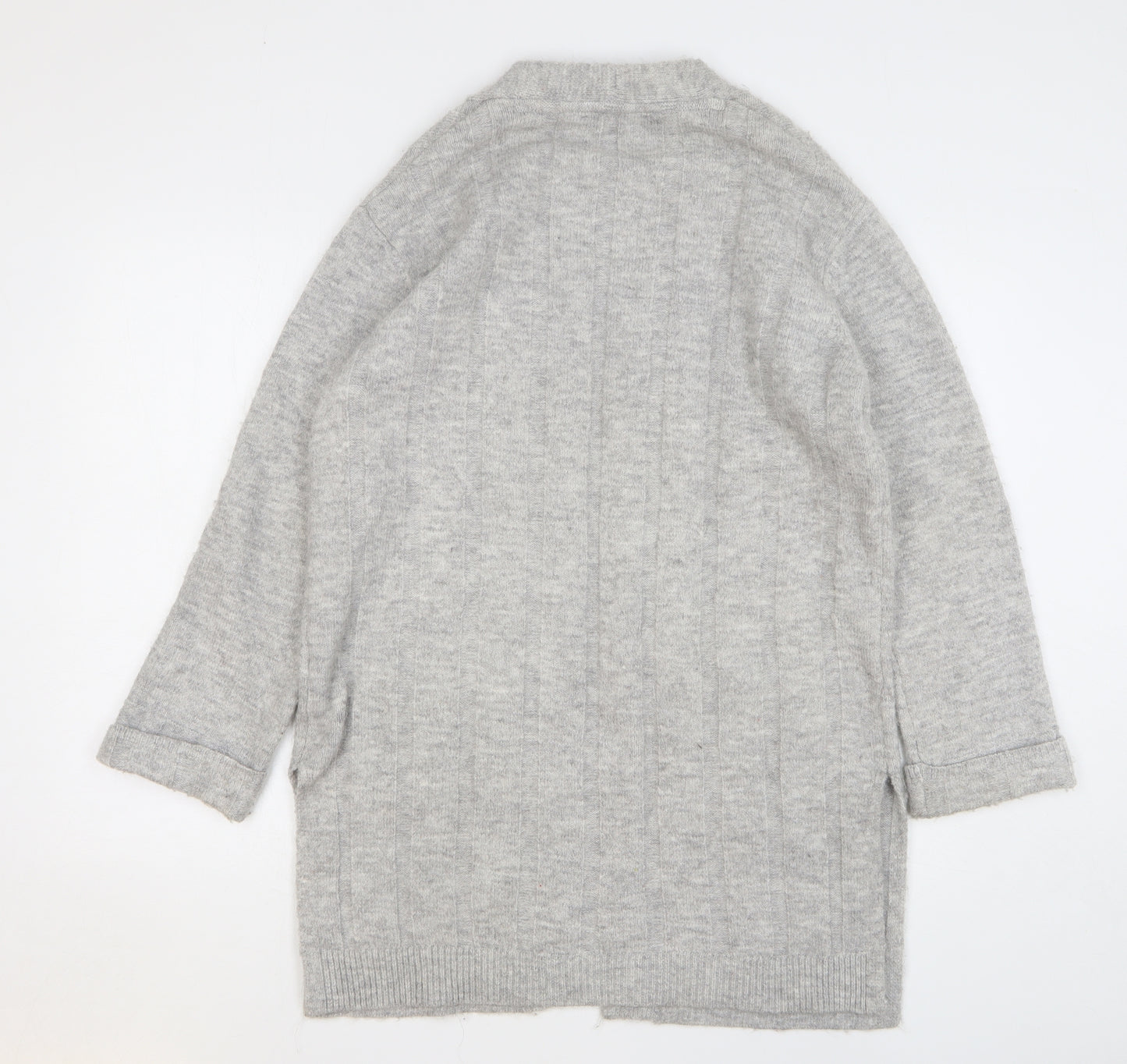 Marks and Spencer Womens Grey V-Neck Acrylic Cardigan Jumper Size M