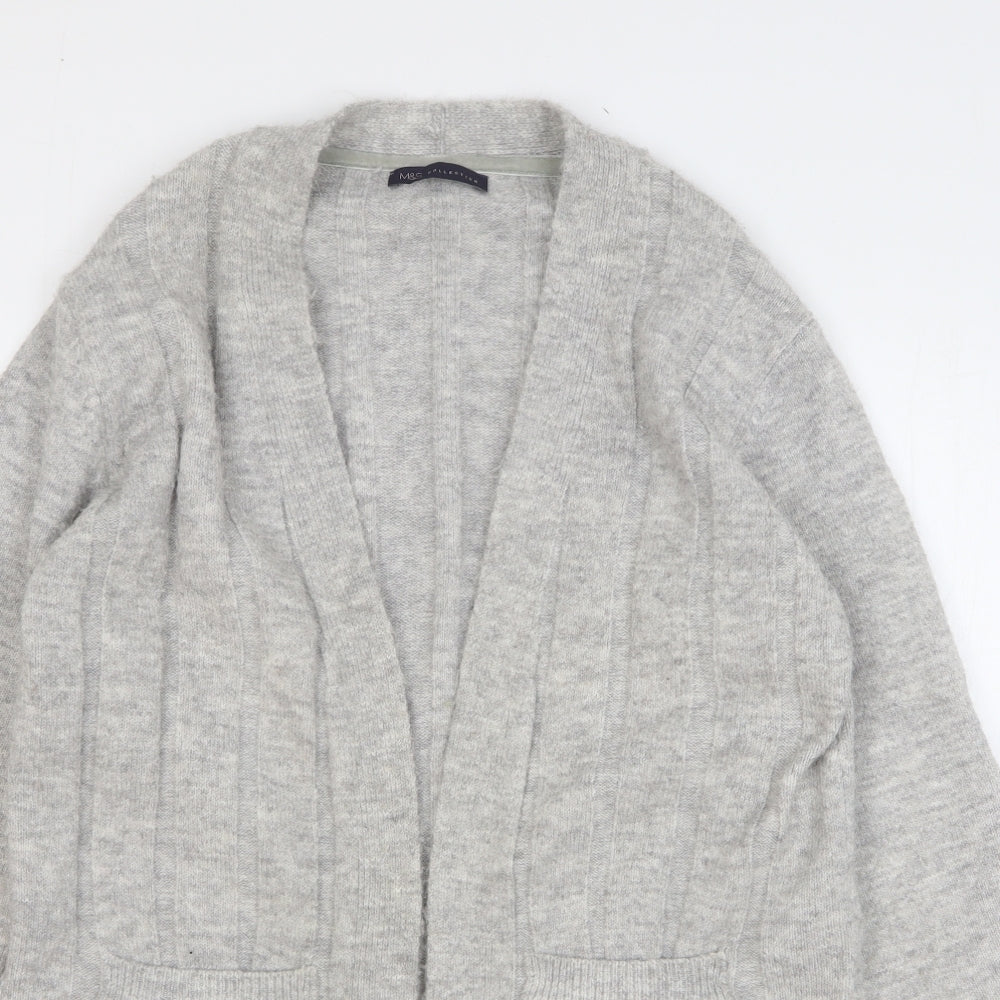 Marks and Spencer Womens Grey V-Neck Acrylic Cardigan Jumper Size M