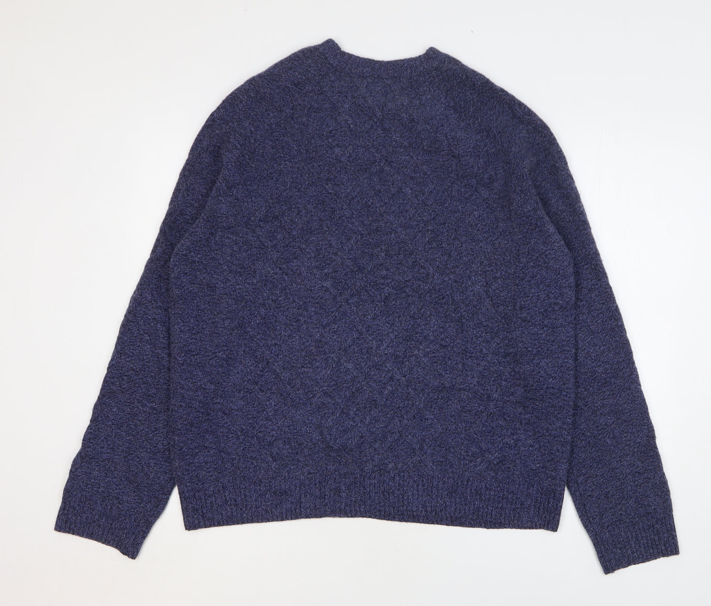 John Lewis & Co Mens Blue Round Neck Wool Pullover Jumper Size M