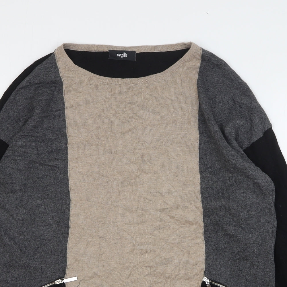 Wallis Womens Multicoloured Round Neck Striped Acrylic Pullover Jumper Size M