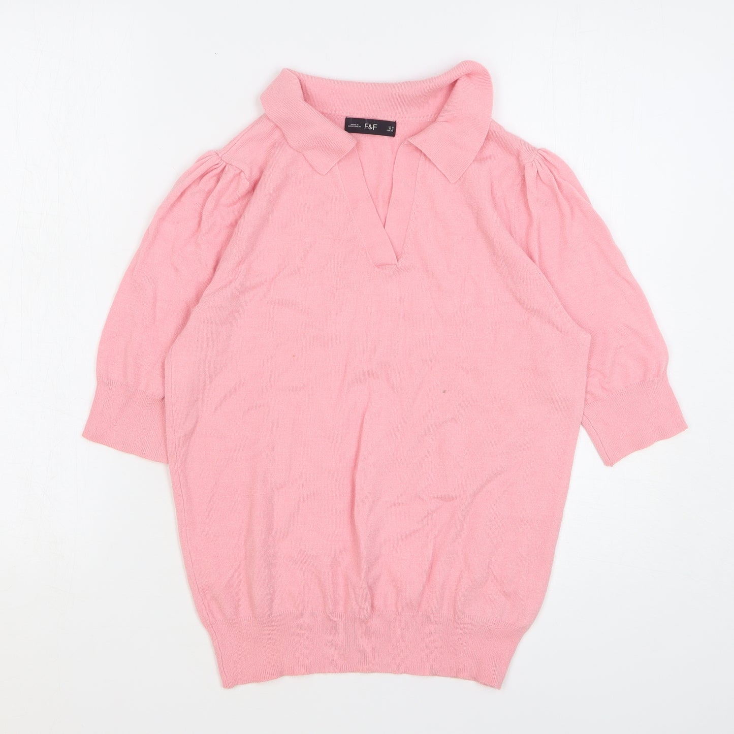 F&F Womens Pink Collared Viscose Pullover Jumper Size 10