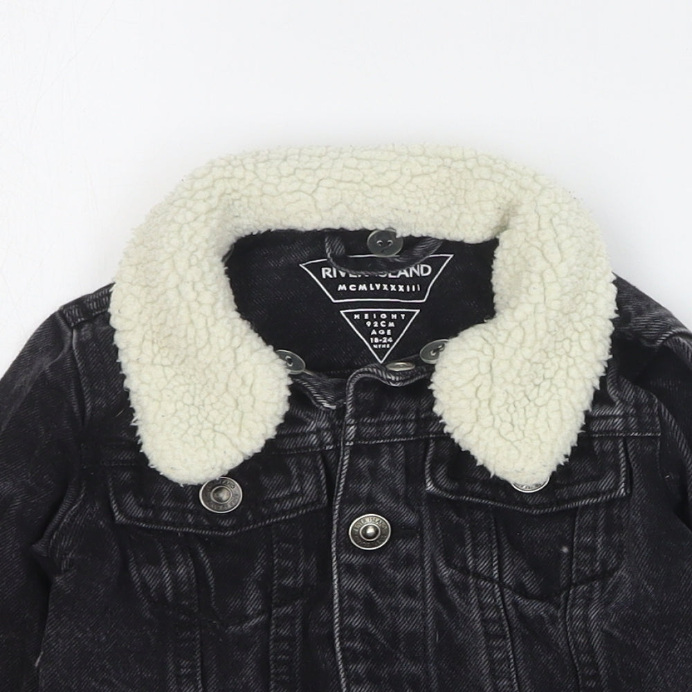 River Island Boys Blue Jacket Size 18-24 Months Snap