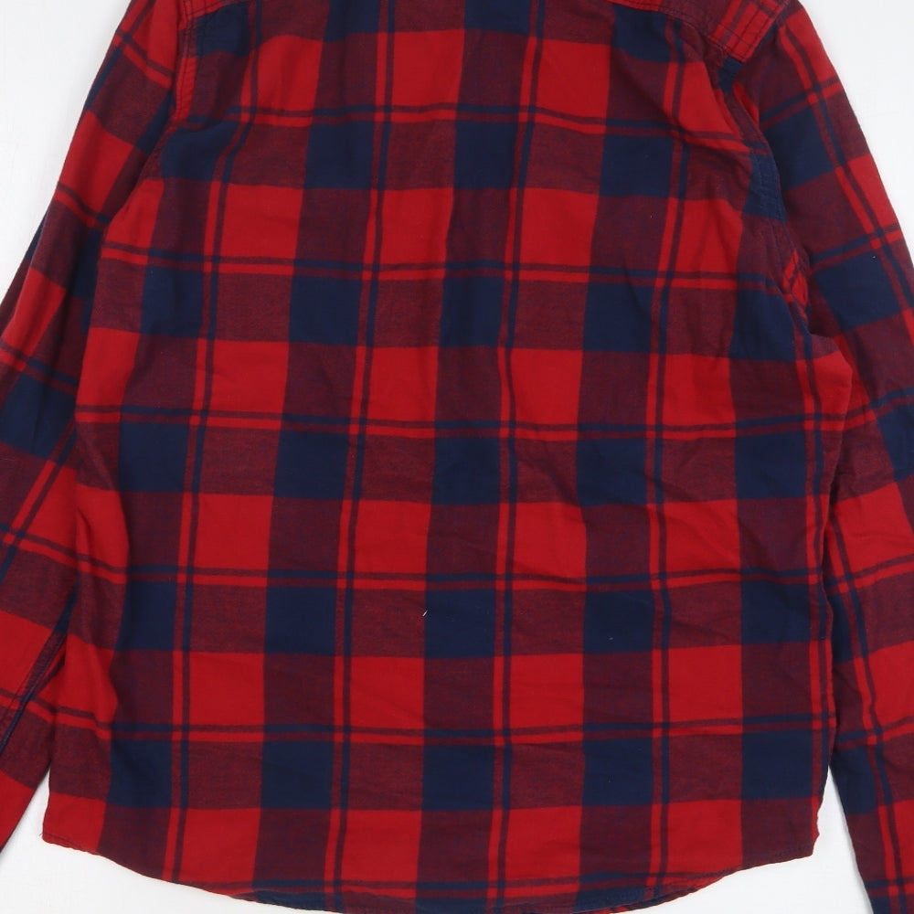 Abercrombie & Fitch Mens Red Check Cotton Button-Up Size L Collared Button
