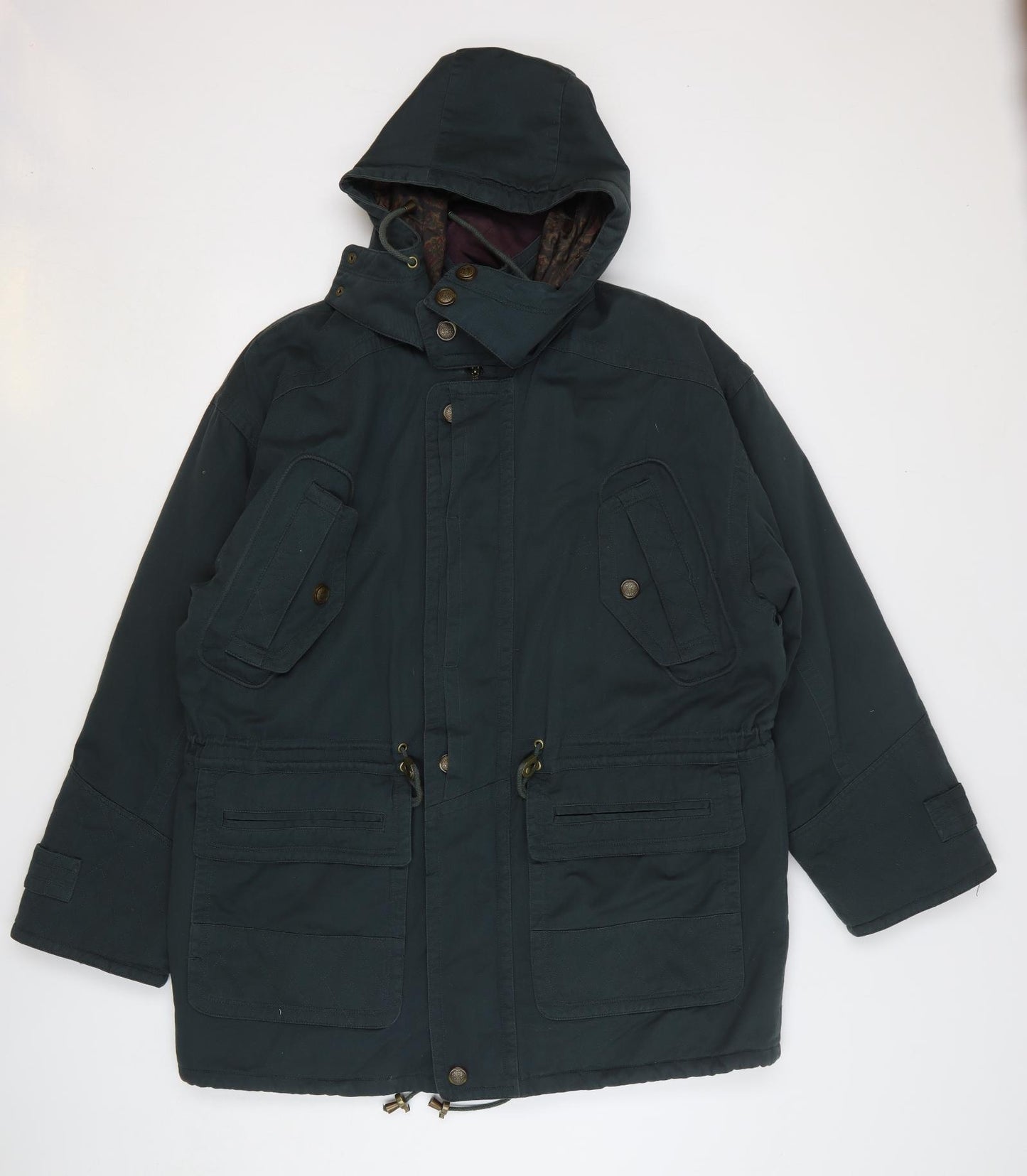 Casual Club Mens Green Parka Coat Size M Zip