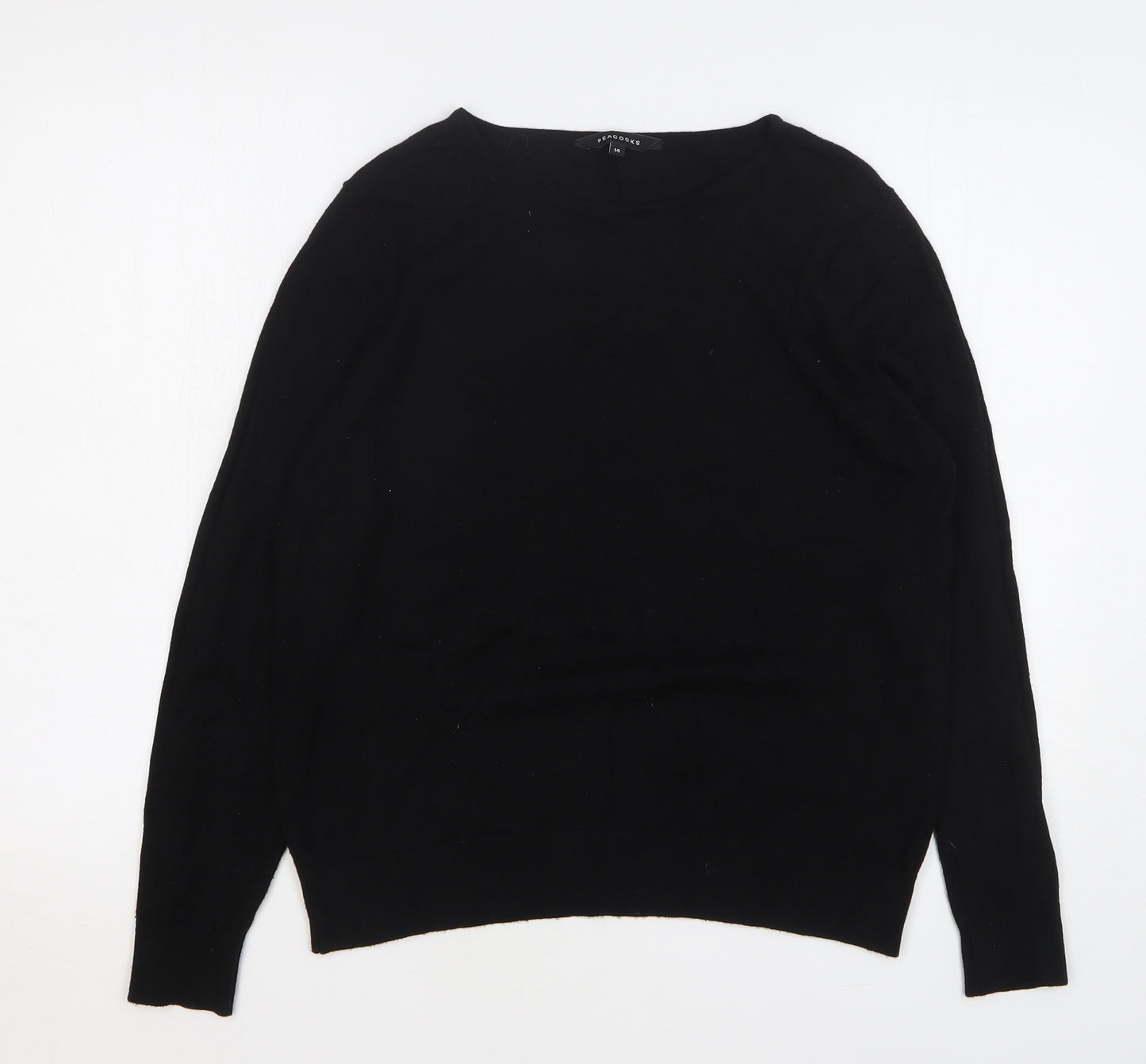 Peacocks Womens Black Round Neck Polyester Pullover Jumper Size 14