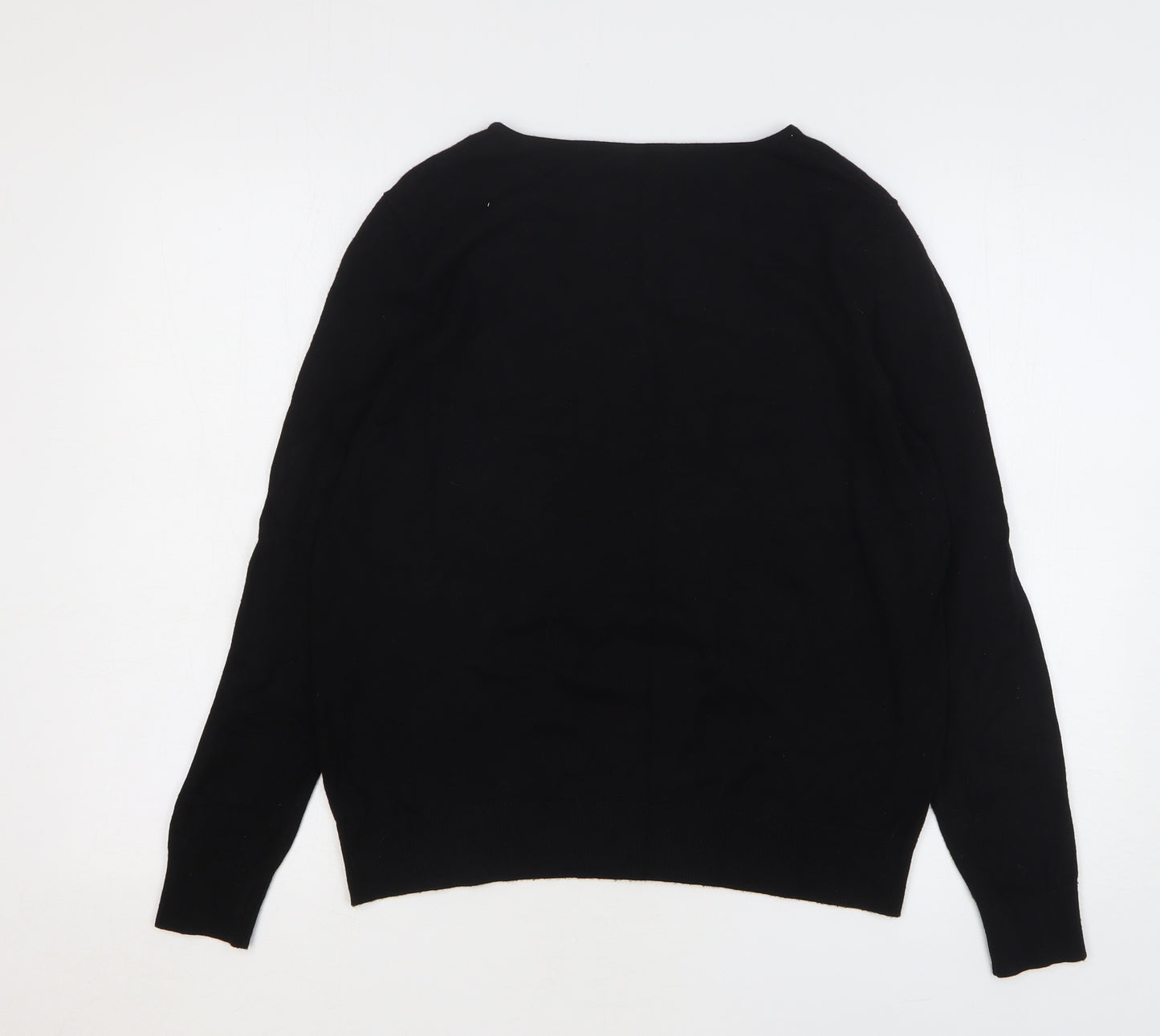 Peacocks Womens Black Round Neck Polyester Pullover Jumper Size 14