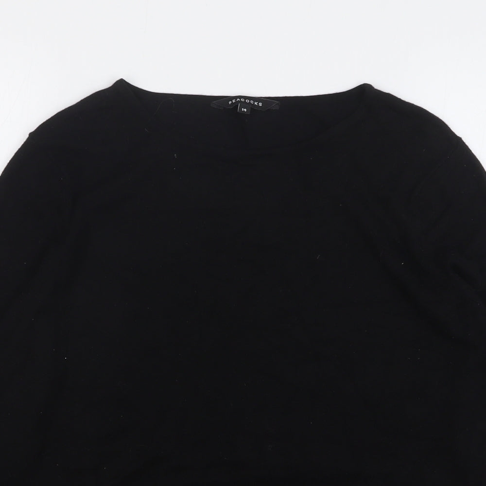 Peacocks Womens Black Round Neck Polyester Pullover Jumper Size 14