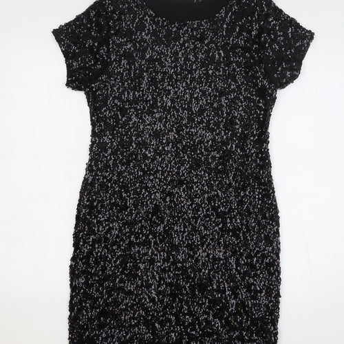 Apricot Womens Black Polyester Shift Size 10 Round Neck Pullover