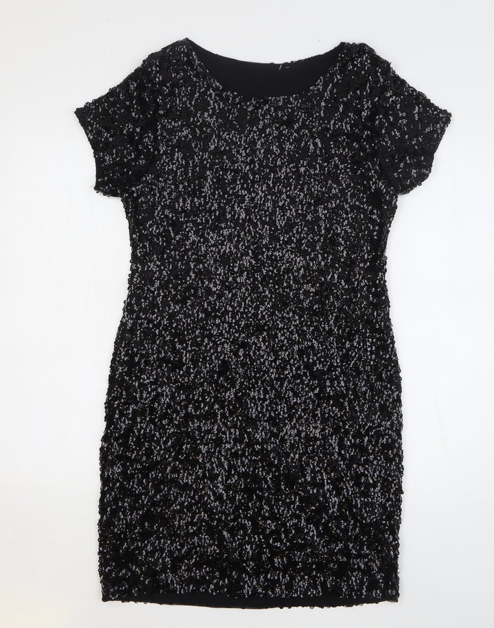 Apricot Womens Black Polyester Shift Size 10 Round Neck Pullover