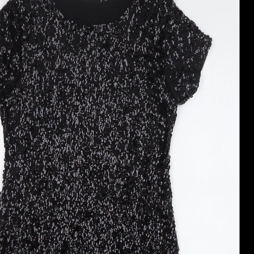 Apricot Womens Black Polyester Shift Size 10 Round Neck Pullover