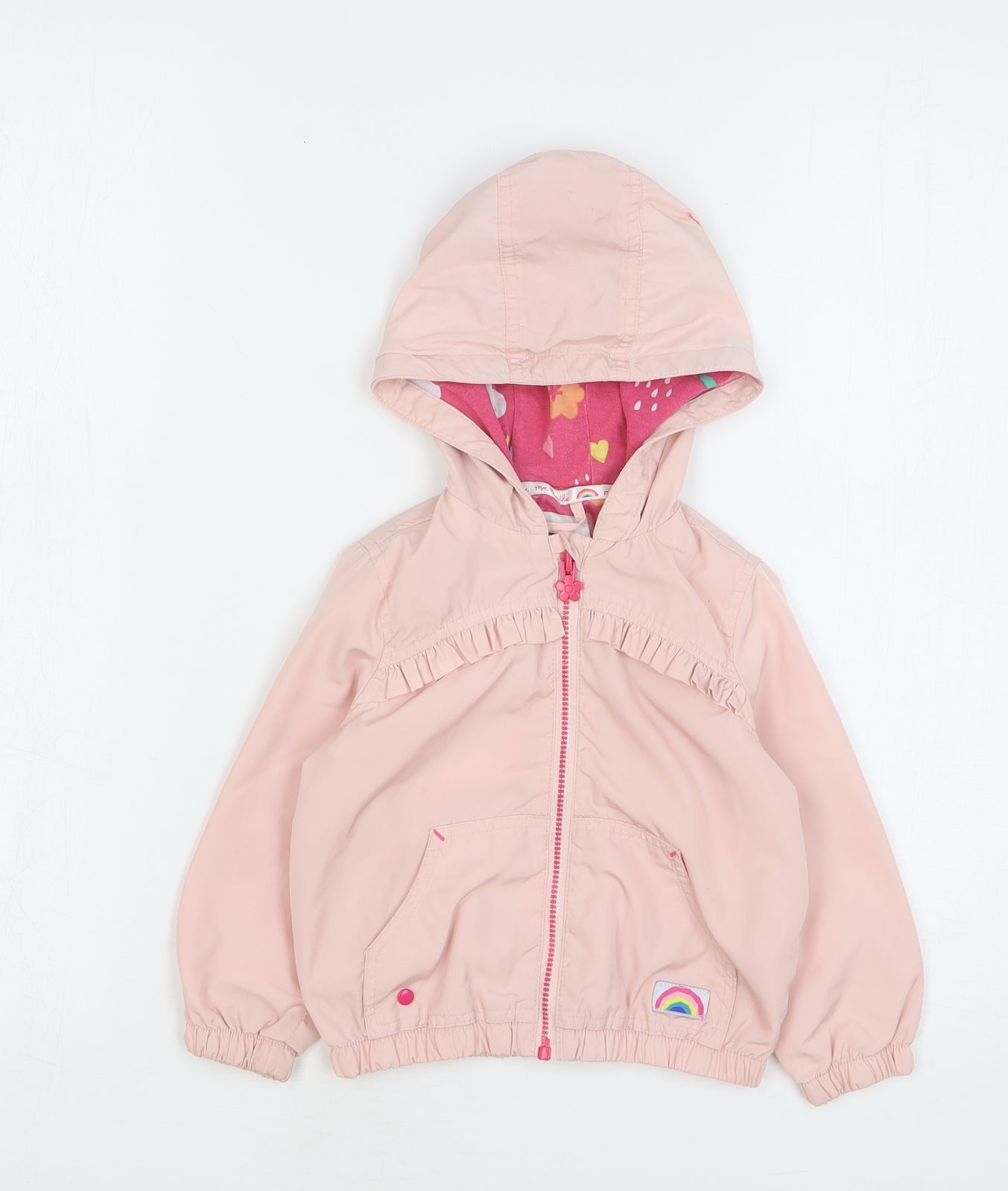 F&F Girls Pink Rain Coat Coat Size 18-24 Months Zip