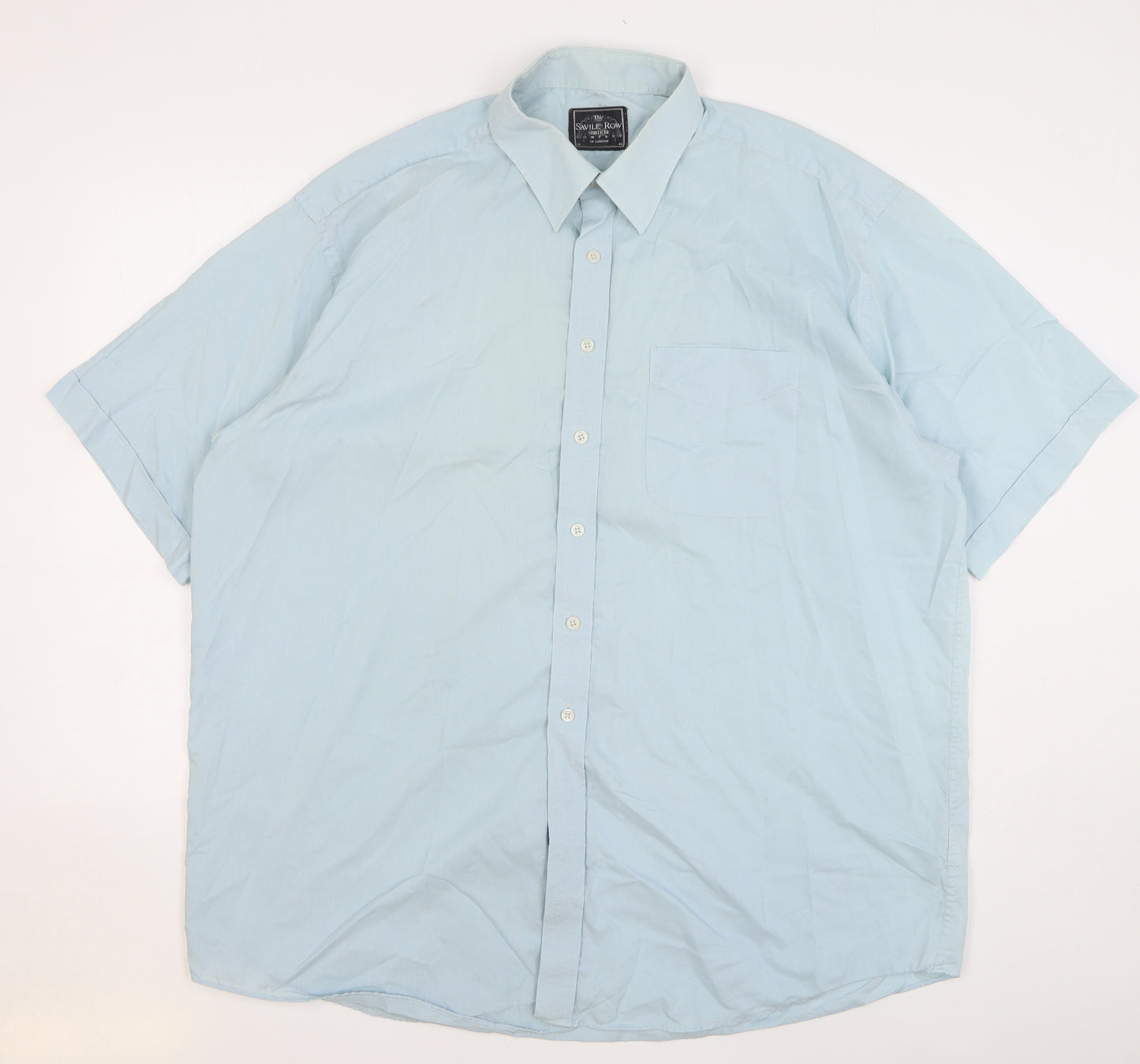 The Saville Row Company Mens Green Cotton Dress Shirt Size 18 Collared Button
