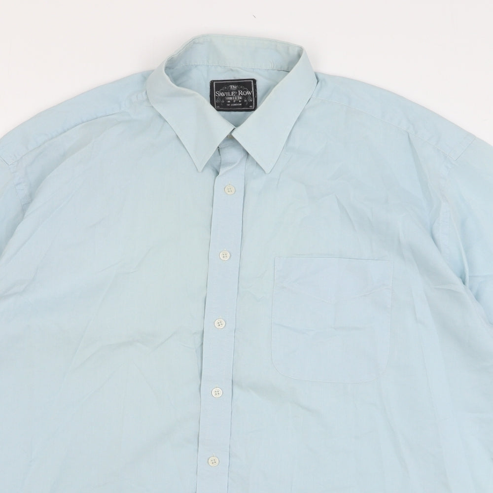 The Saville Row Company Mens Green Cotton Dress Shirt Size 18 Collared Button