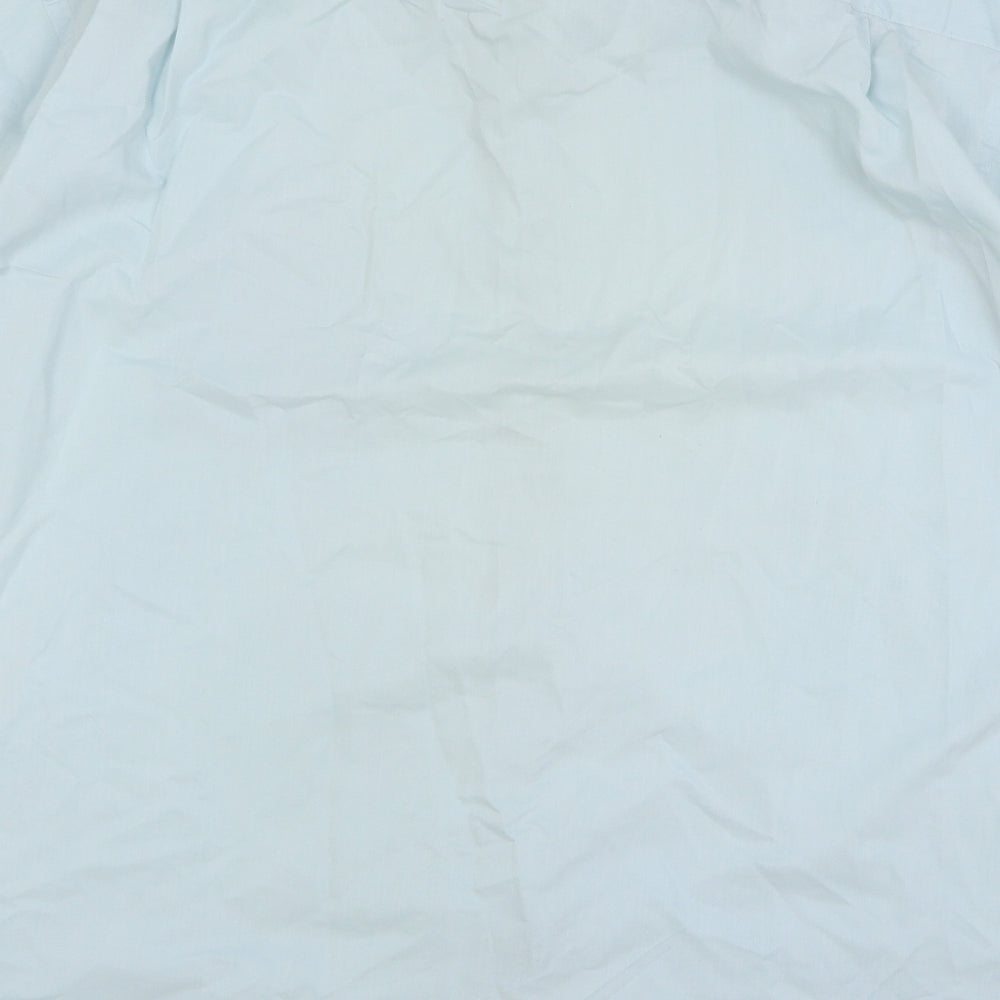 The Saville Row Company Mens Green Cotton Dress Shirt Size 18 Collared Button