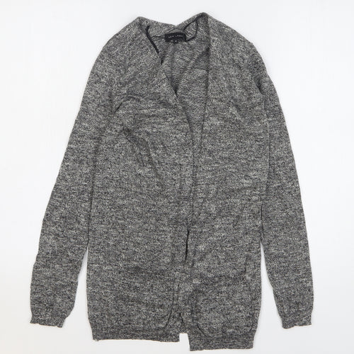 New Look Womens Grey V-Neck Cotton Cardigan Jumper Size 4