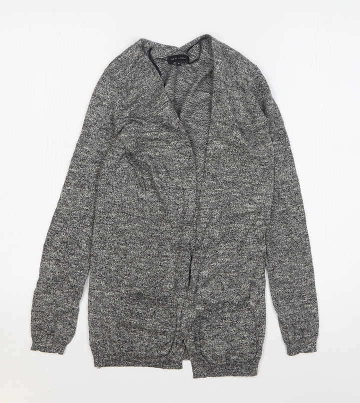 New Look Womens Grey V-Neck Cotton Cardigan Jumper Size 4