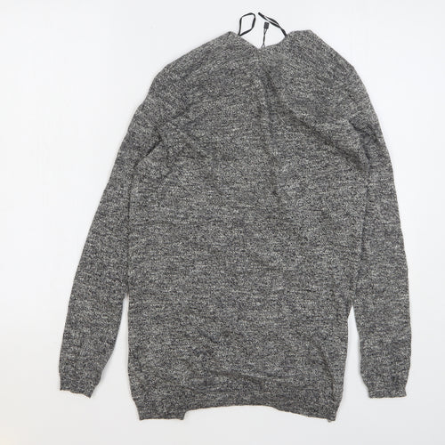 New Look Womens Grey V-Neck Cotton Cardigan Jumper Size 4